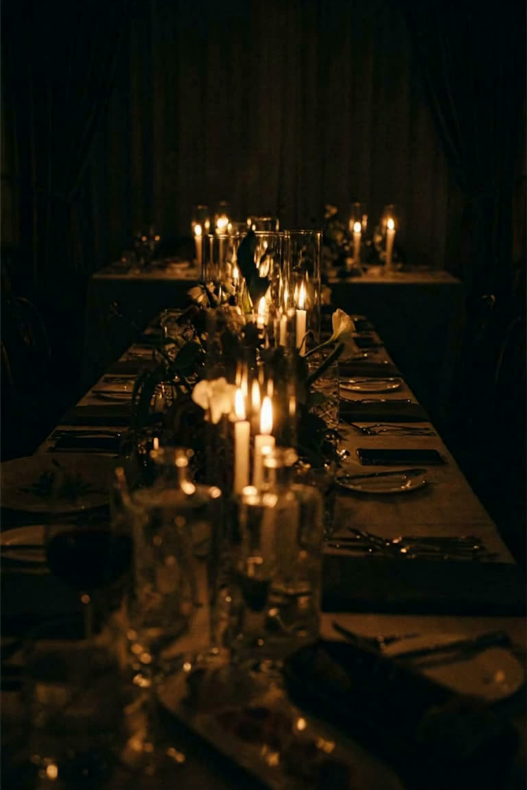 Candlelit table during a table.35 dinner